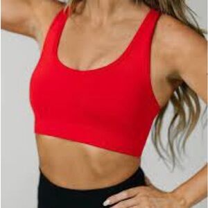 Zyia Red Bomber Women's Sports Bra with lace back Size Large